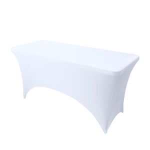 1 Pack Washable Rectangle Spandex Tablecloth, 4FT White